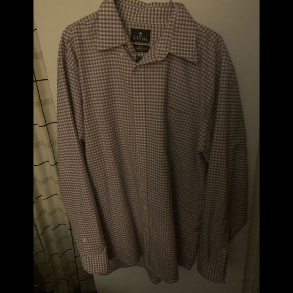Mens dress shirt plaid lavender and white